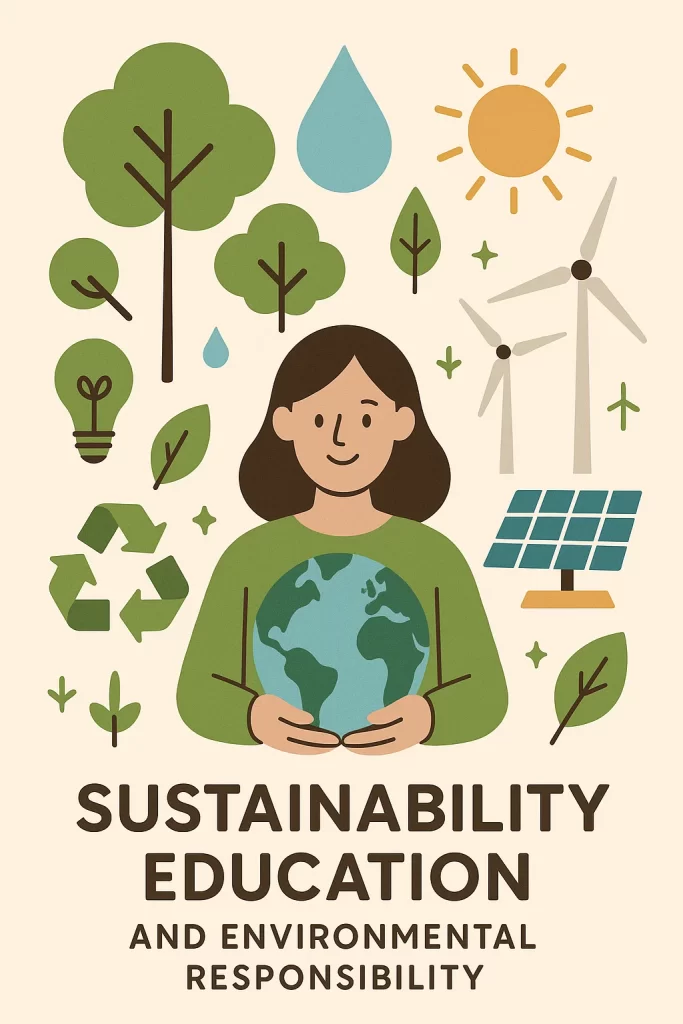 Sustainability education and community engagement at GNWS with trees, solar panels, and water conservation