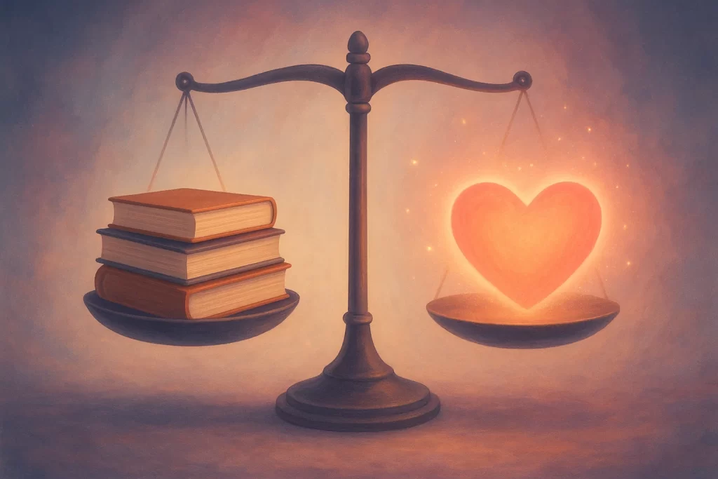 Metaphorical image representing the balance of discipline and compassion in education.