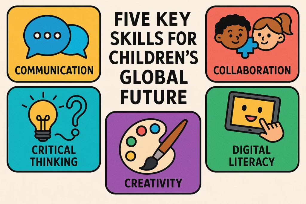 Infographic of five key skills for children’s global future education.