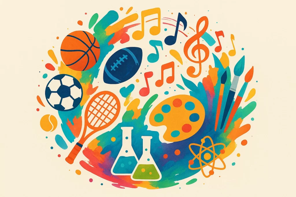 Illustration of co-curricular and creative learning activities for holistic education.