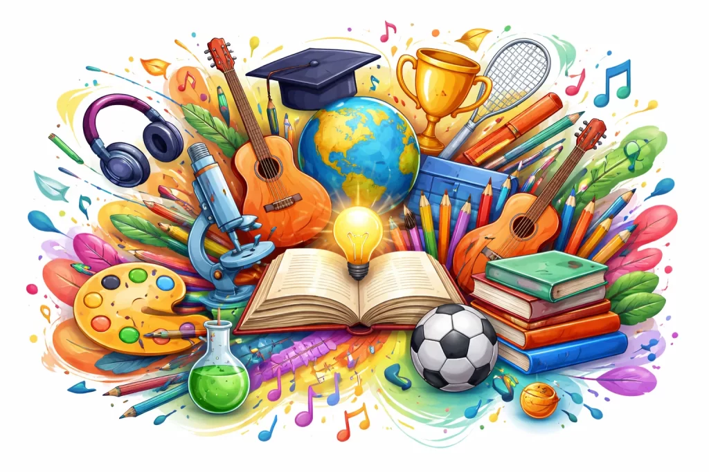 Co-curricular activities at CBSE schools in Greater Noida including music, sports, art, and academics for holistic education