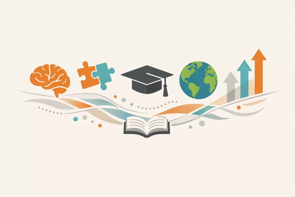 Abstract illustration showing holistic education and skill development in students